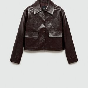 Mango Deep Brown Leather Jacket